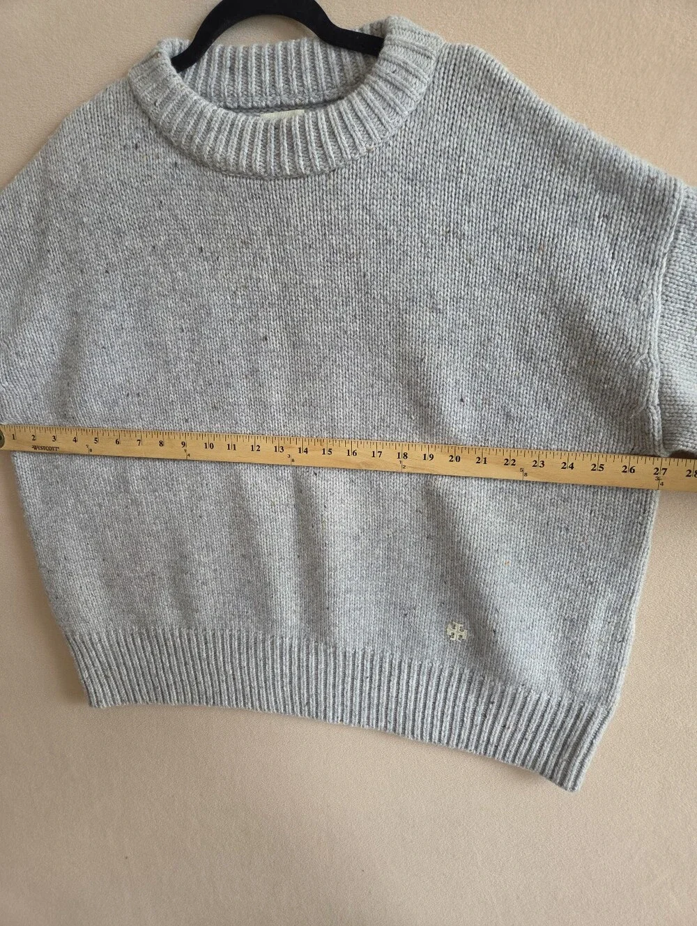 Tory Burch Sport Merino Wool Chunky Size M Oversized Sweater Gray